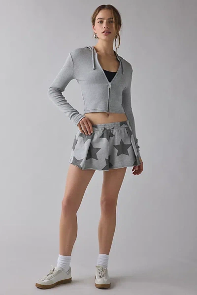 Out From Under Lived In Sweat Short In Grey Stars, Women's At Urban Outfitters In Gray