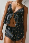 Out From Under Lola Satin Flyaway Cami & Micro Short Set In Black Sprinkle, Women's At Urban Outfitters
