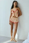Out From Under Lola Satin Flyaway Cami + Micro Short Set In Lips/hearts, Women's At Urban Outfitters
