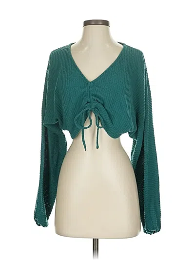 Pre-owned Out From Under Long Sleeve Blouse In Blue