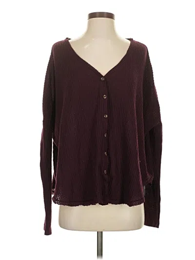 Pre-owned Out From Under Long Sleeve Blouse In Burgundy