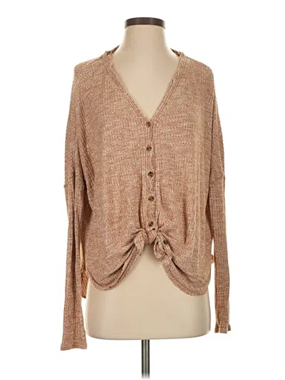 Pre-owned Out From Under Long Sleeve Blouse In Tan