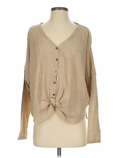 Pre-owned Out From Under Long Sleeve Blouse In Tan
