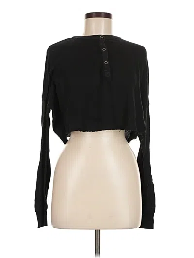 Pre-owned Out From Under Long Sleeve Henley Shirt In Black