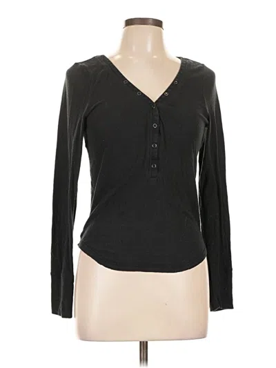 Pre-owned Out From Under Long Sleeve Henley Shirt In Black