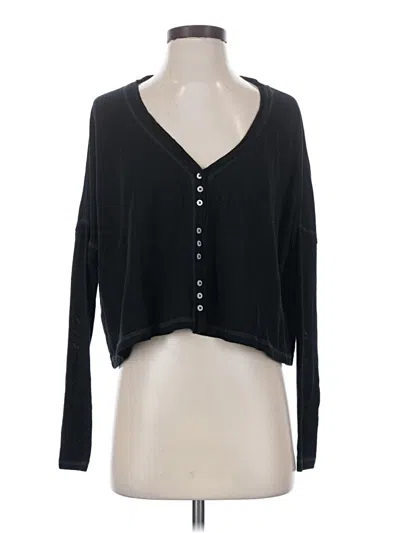 Pre-owned Out From Under Long Sleeve Henley Shirt In Black