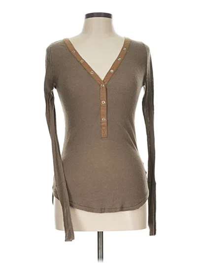 Pre-owned Out From Under Long Sleeve Henley Shirt In Brown