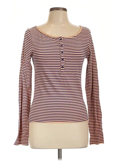 Pre-owned Out From Under Long Sleeve Henley Shirt In Brown