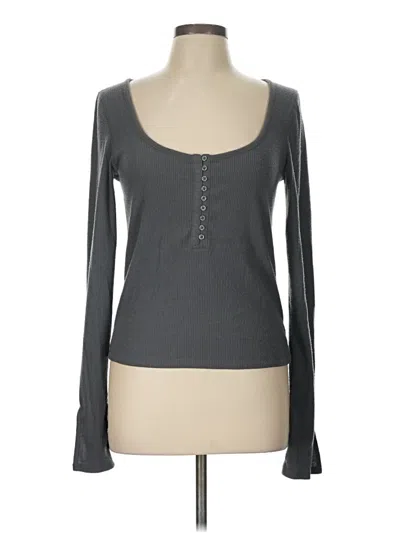 Pre-owned Out From Under Long Sleeve Henley Shirt In Gray