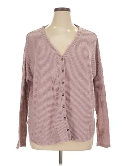 Pre-owned Out From Under Long Sleeve Henley Shirt In Pink