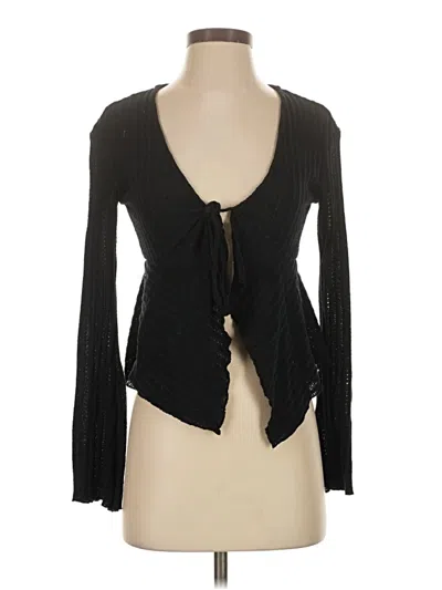 Pre-owned Out From Under Long Sleeve Top Black Plunge Neckline Tops