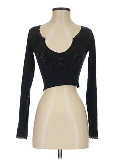 Pre-owned Out From Under Long Sleeve Top Black Sweetheart Neckline Tops