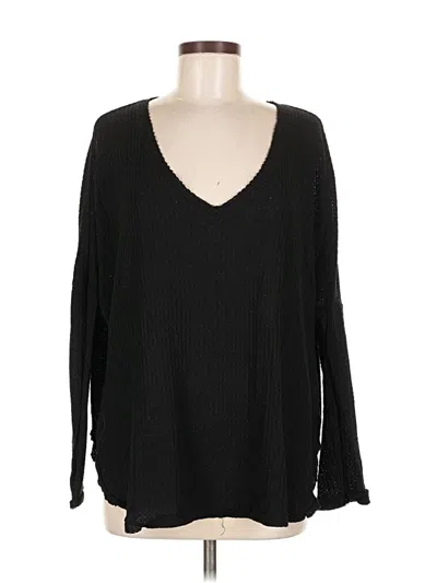 Pre-owned Out From Under Long Sleeve Top Black V Neck Tops