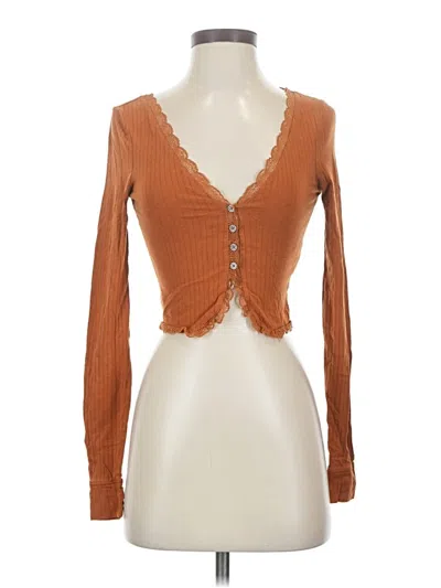 Pre-owned Out From Under Long Sleeve Top Brown Sweetheart Neckline Tops