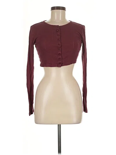 Pre-owned Out From Under Long Sleeve Top Burgundy Keyhole Neckline Tops