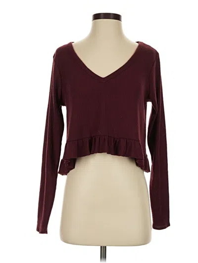 Pre-owned Out From Under Long Sleeve Top Burgundy Sweetheart Neckline Tops