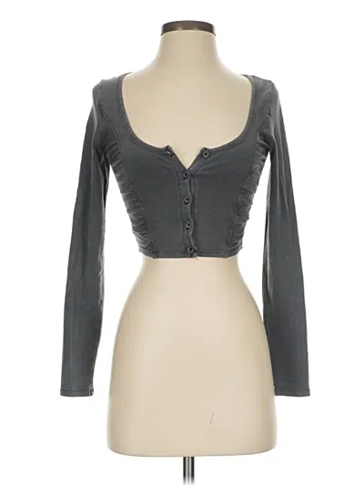 Pre-owned Out From Under Long Sleeve Top Gray Sweetheart Neckline Tops