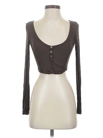 Pre-owned Out From Under Long Sleeve Top Gray Sweetheart Neckline Tops