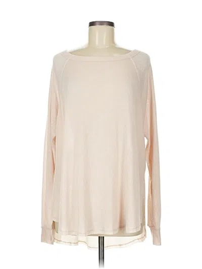 Pre-owned Out From Under Long Sleeve Top Ivory Boatneck Tops In White