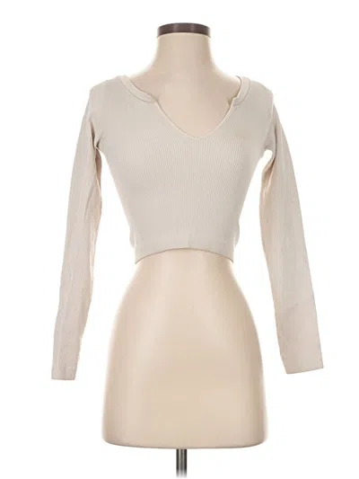 Pre-owned Out From Under Long Sleeve Top Ivory Open Neckline Tops