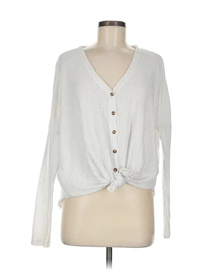 Pre-owned Out From Under Long Sleeve Top Ivory Plunge Neckline Tops In White