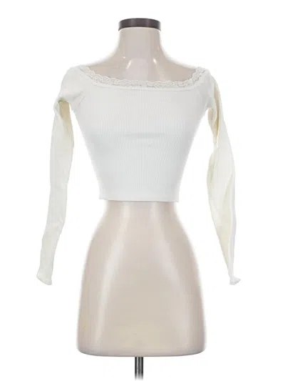 Pre-owned Out From Under Long Sleeve Top Ivory Sweetheart Neckline Tops