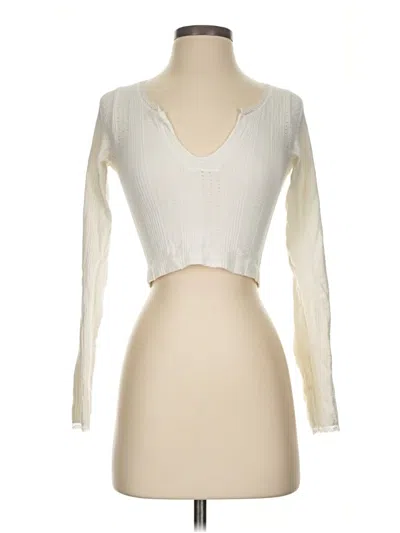Pre-owned Out From Under Long Sleeve Top Ivory Sweetheart Neckline Tops