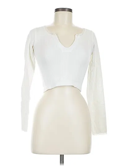 Pre-owned Out From Under Long Sleeve Top Ivory Sweetheart Neckline Tops In White