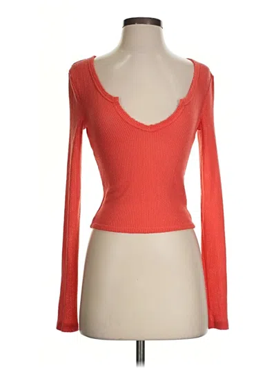 Pre-owned Out From Under Long Sleeve Top Orange Sweetheart Neckline Tops