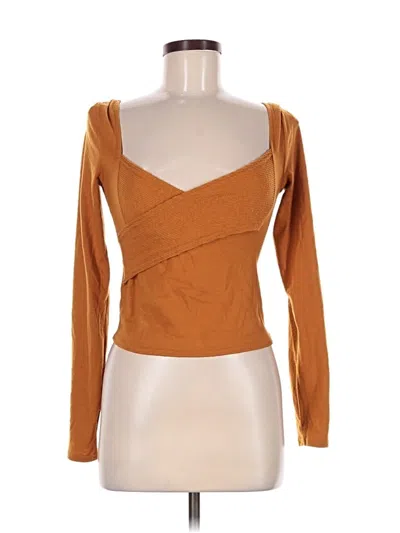Pre-owned Out From Under Long Sleeve Top Orange Sweetheart Neckline Tops