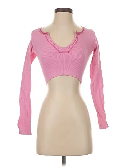 Pre-owned Out From Under Long Sleeve Top Pink Sweetheart Neckline Tops