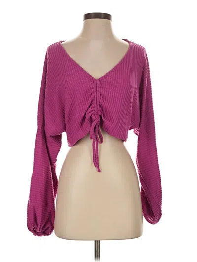 Pre-owned Out From Under Long Sleeve Top Pink Sweetheart Neckline Tops