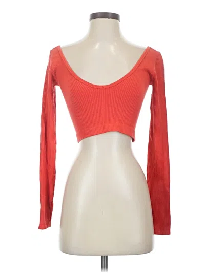 Pre-owned Out From Under Long Sleeve Top Red Sweetheart Neckline Tops
