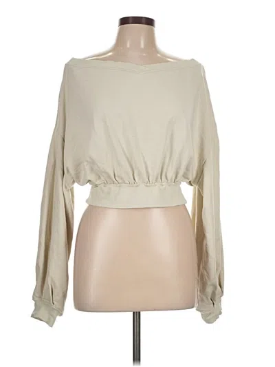 Pre-owned Out From Under Long Sleeve Top Tan Boatneck Tops