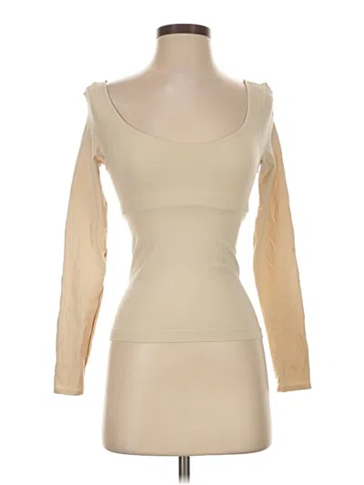 Pre-owned Out From Under Long Sleeve Top Tan Square Neckline Tops