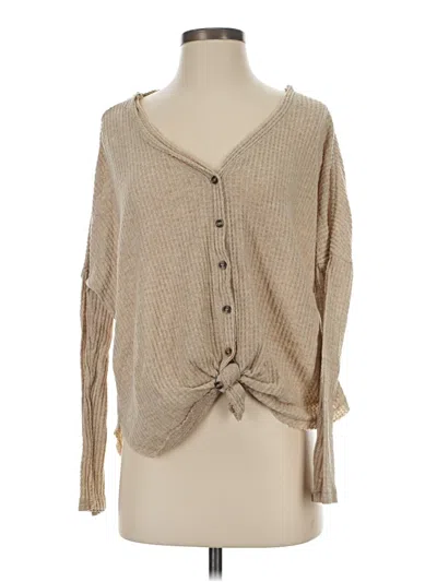 Pre-owned Out From Under Long Sleeve Top Tan Sweetheart Neckline Tops