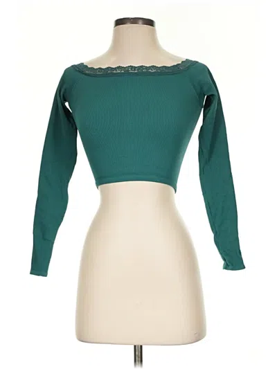 Pre-owned Out From Under Long Sleeve Top Teal Boatneck Tops