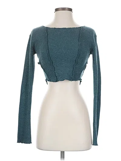 Pre-owned Out From Under Long Sleeve Top Teal Sweetheart Neckline Tops