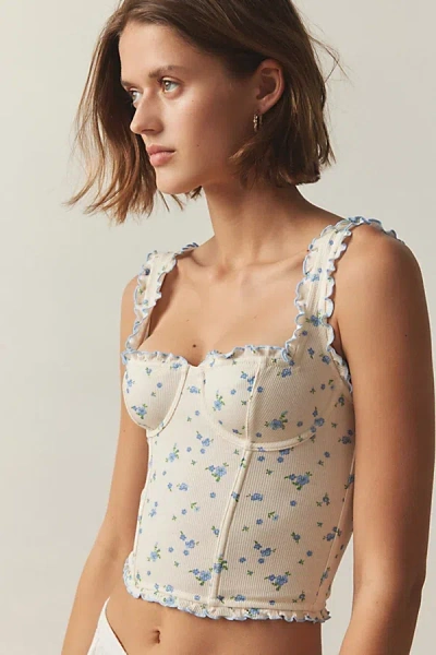Out From Under Lost In A Dream Bustier Top In Ivory Floral, Women's At Urban Outfitters