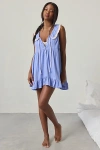 Out From Under Lottie Ruffle Collar Babydoll Sleep Dress In Blue, Women's At Urban Outfitters
