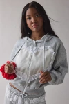 Out From Under Love Is Bliss Lace Trim Cropped Zip-up Hoodie In Light Grey, Women's At Urban Outfitters In Gray