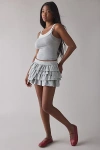 Out From Under Love Is Bliss Ruffle Mini Skort In Grey, Women's At Urban Outfitters In Gray