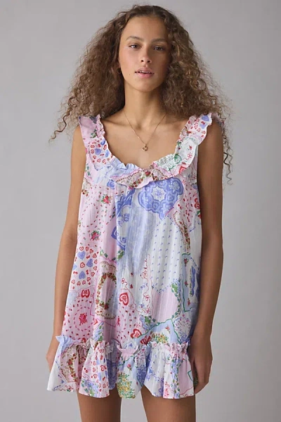 Out From Under Lover Letters Ruffle Trim Babydoll Sleep Dress In Assorted, Women's At Urban Outfitters In White