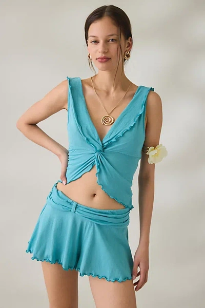 Out From Under Low Tide Twist Front 2-piece Set In Turquoise, Women's At Urban Outfitters In Blue