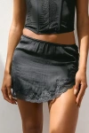 Out From Under Luccia Lace Trim Mini Slip Skirt In Black, Women's At Urban Outfitters
