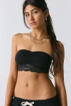 Out From Under Lucie Cinch-front Lace Trim Bandeau Bra Top In Black, Women's At Urban Outfitters