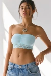 Out From Under Lucie Cinch-front Lace Trim Bandeau Bra Top In Light Blue, Women's At Urban Outfitters