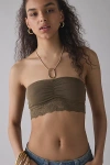 Out From Under Lucie Cinch-front Lace Trim Bandeau Bra Top In Olive, Women's At Urban Outfitters