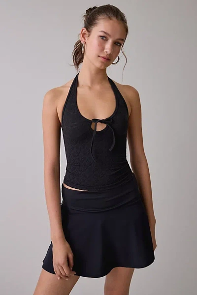 Out From Under Lue Jacquard Seamless Knit Halter Top In Black, Women's At Urban Outfitters