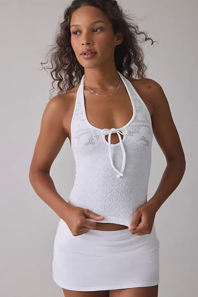 Out From Under Lue Jacquard Seamless Knit Halter Top In White, Women's At Urban Outfitters
